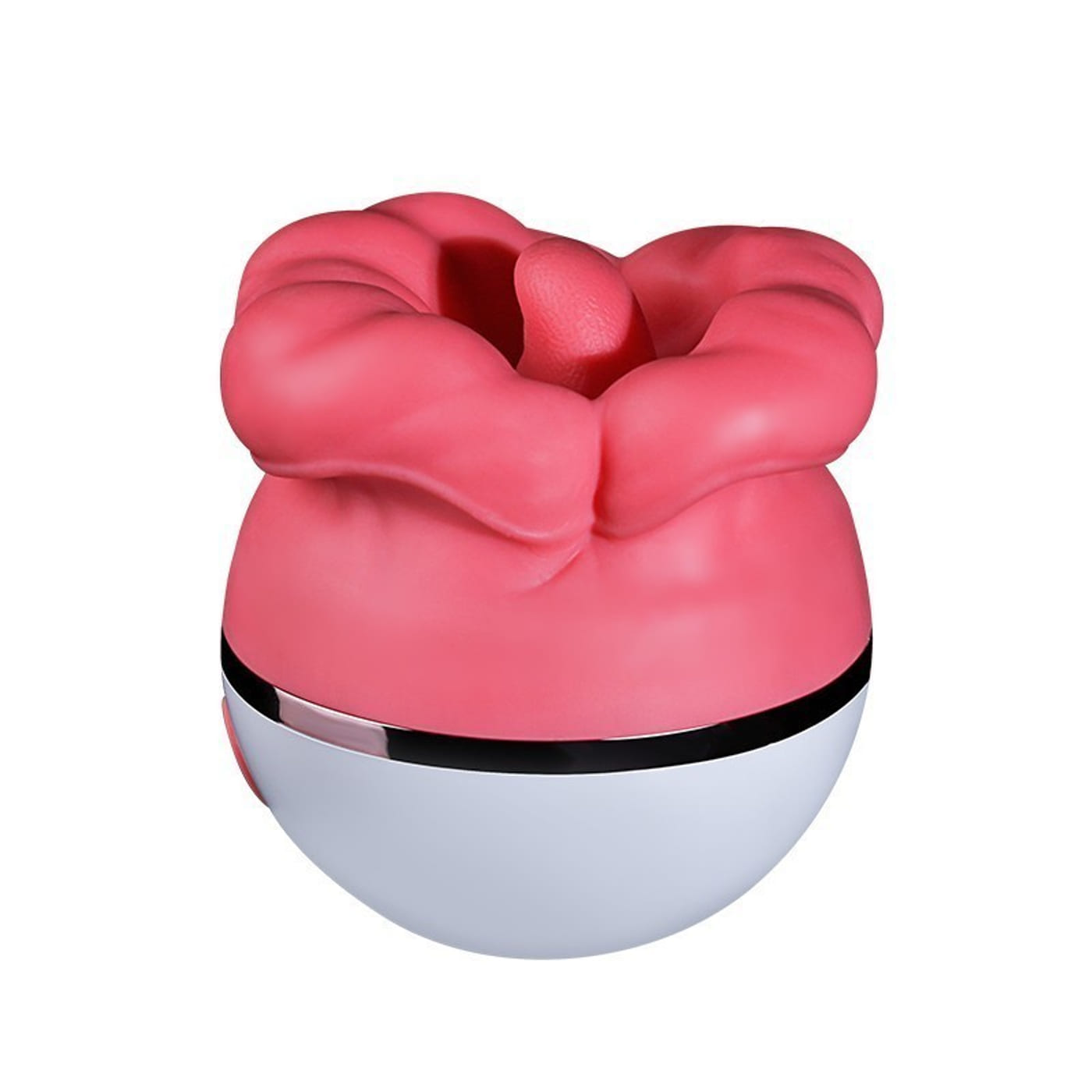 Red rose-shaped compact personal massager with a smooth white base